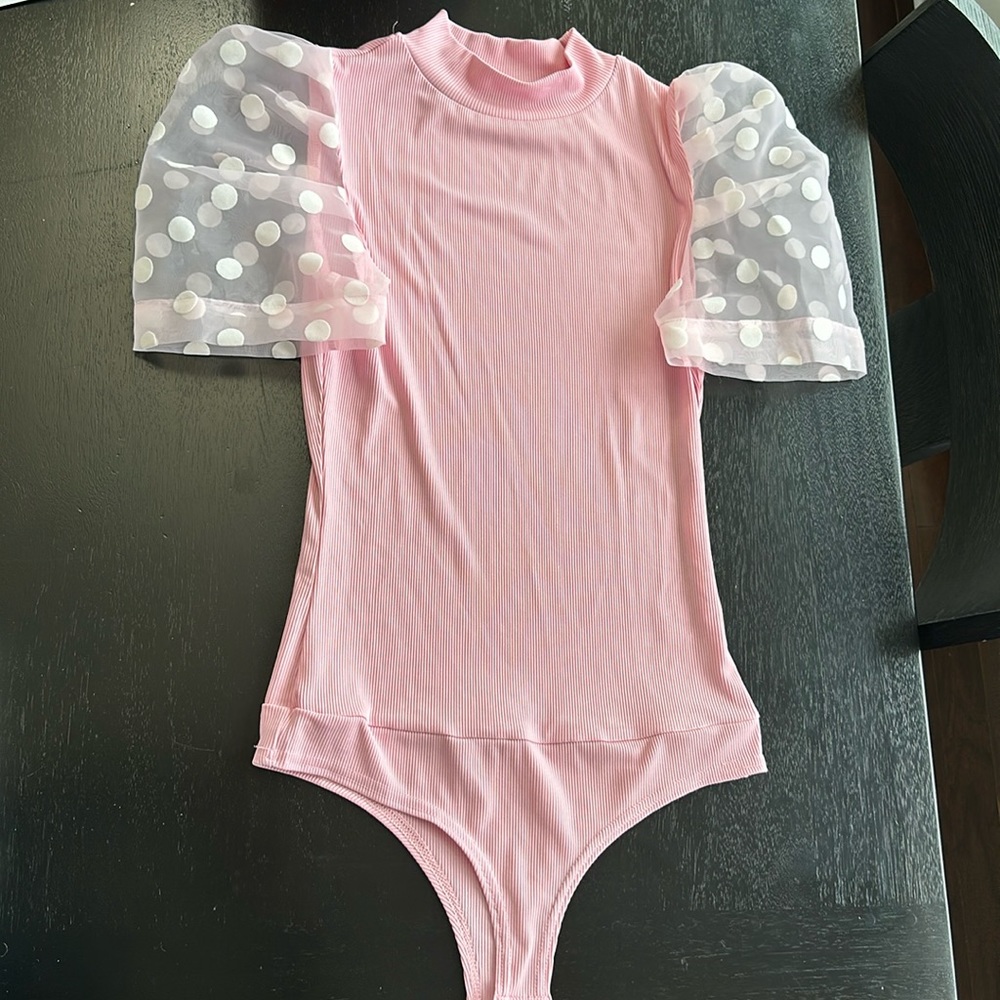 Pink Lily Polka Dot Bodysuit - size Small